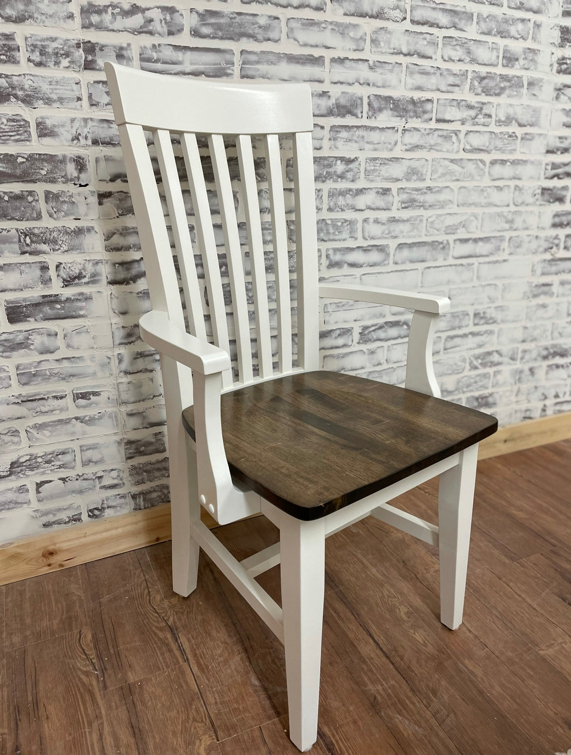 Mission Arm Chair painted White with Espresso stained seat.