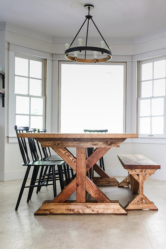 Rustic Chunky Trestle Farm Table