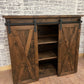 Pictured is a 48" L x 35" T x 18" D console made in solid Rustic Alder and stained Espresso. 