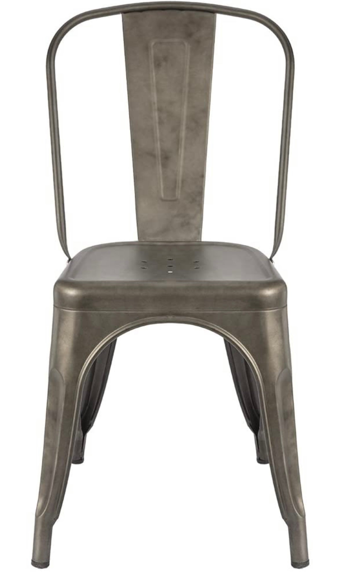 Galvanized Dining Chair Metal Upholstered Modern Dining Chair Gray