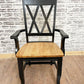 Double Cross Back Arm Chair painted black with Early American Seat.