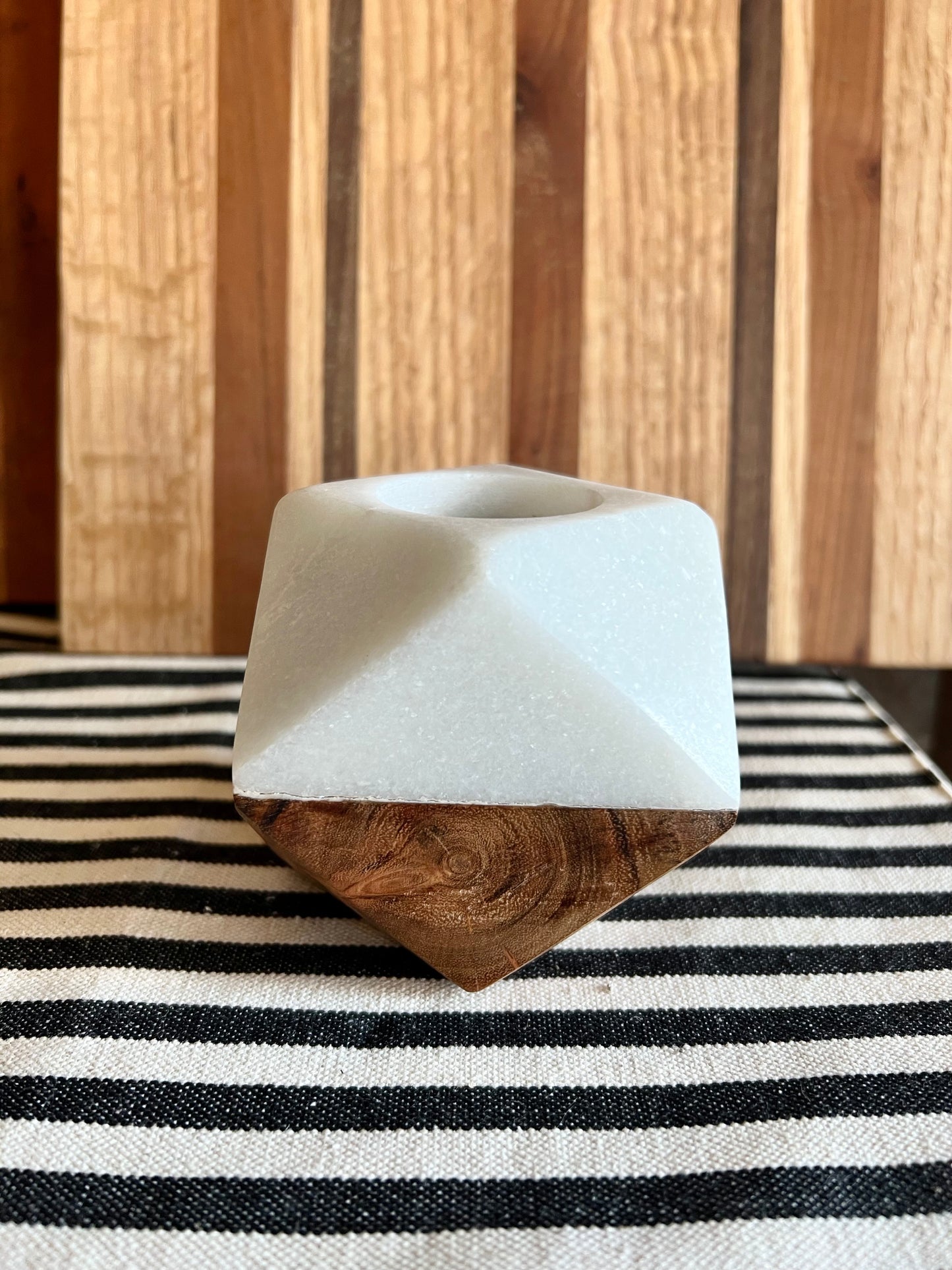 Marble + Wood Tealight Candle Holder