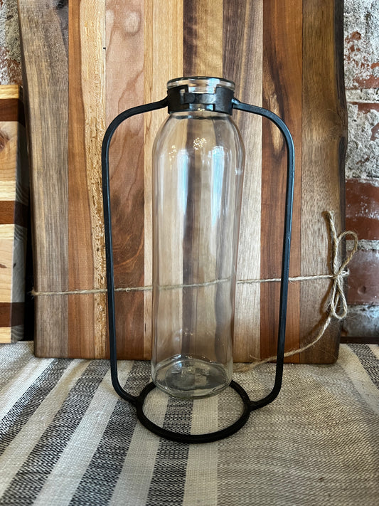 Glass Tube Vase in Metal Stand