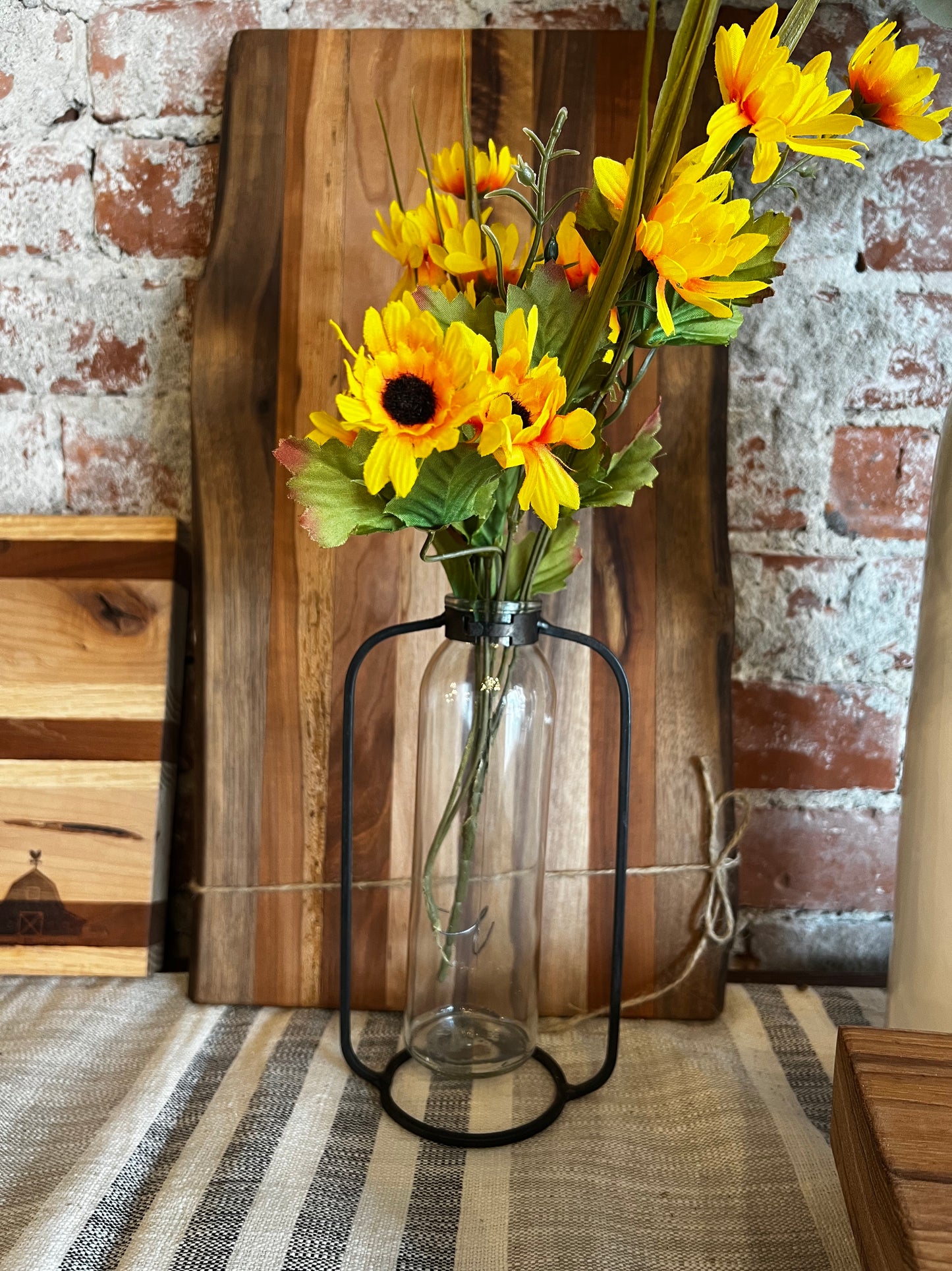 Glass Tube Vase in Metal Stand