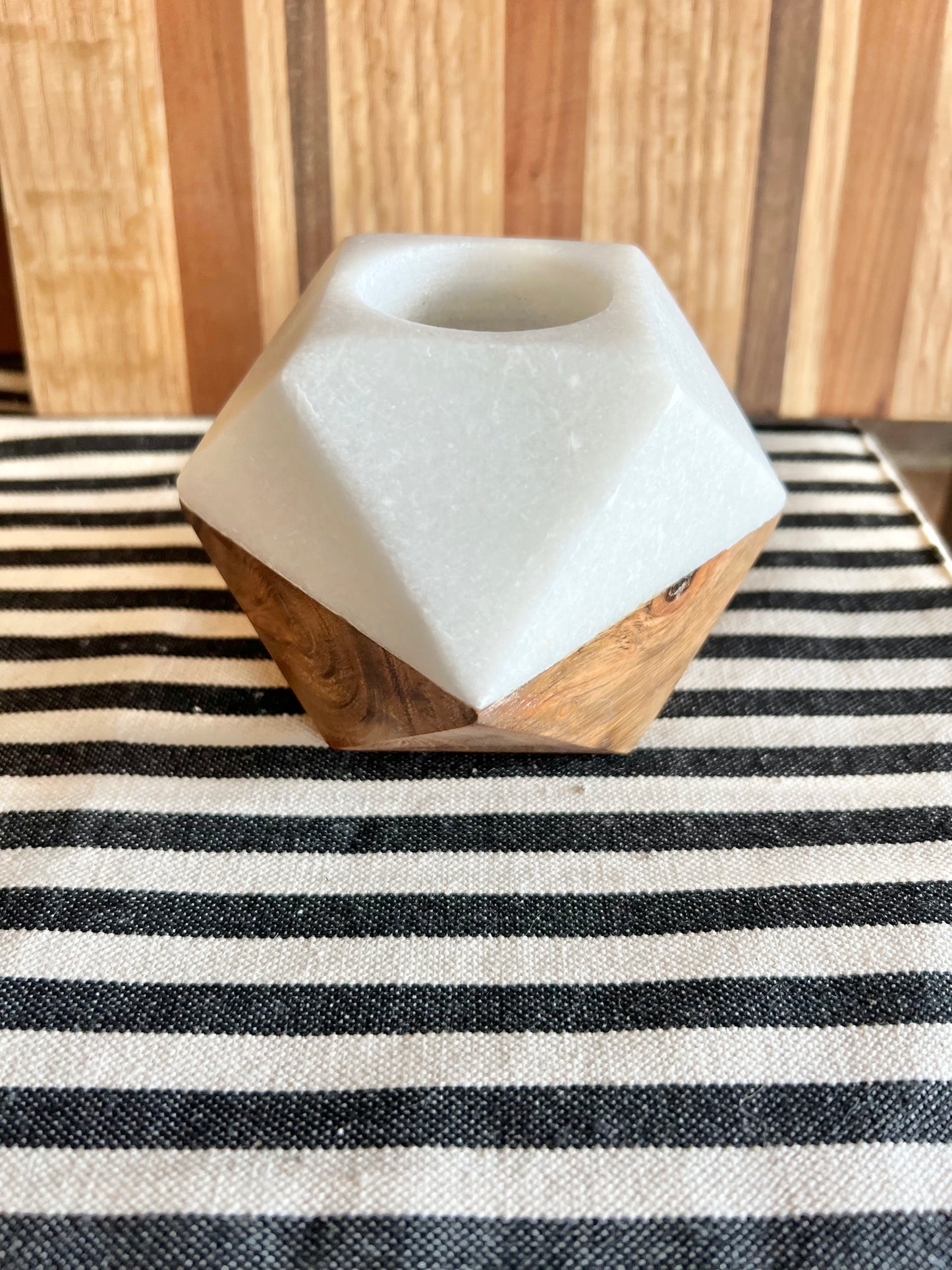 Marble + Wood Tealight Candle Holder