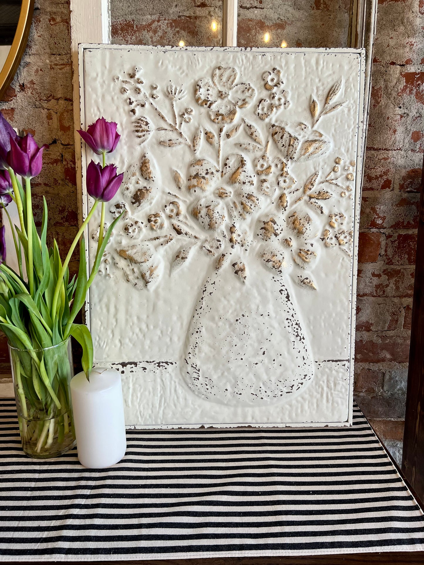 Embossed Flower in Vase Wall Art