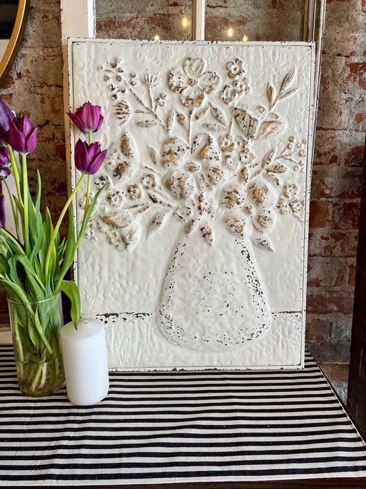 Embossed Flower in Vase Wall Art